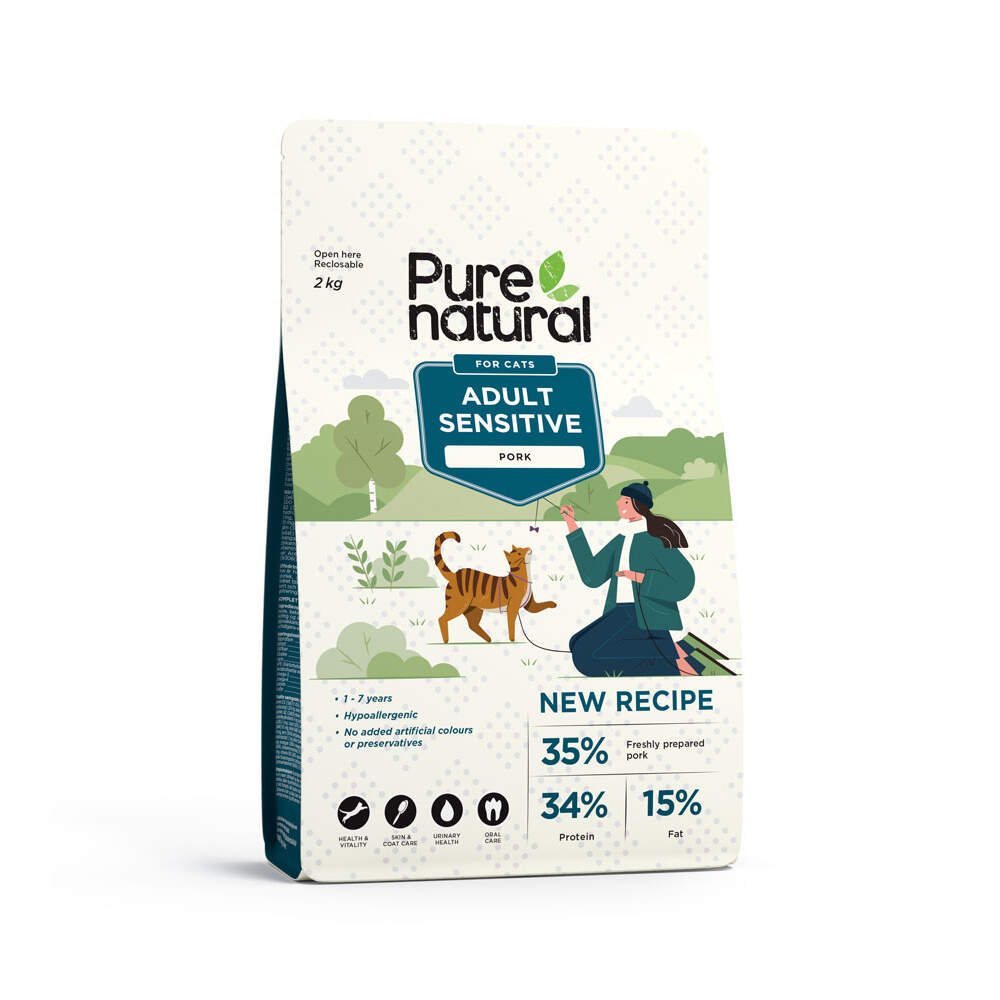 PURENATURAL Sensitive sausā barība kaķiem, cūkgaļa, 2kg - Produkta attēls