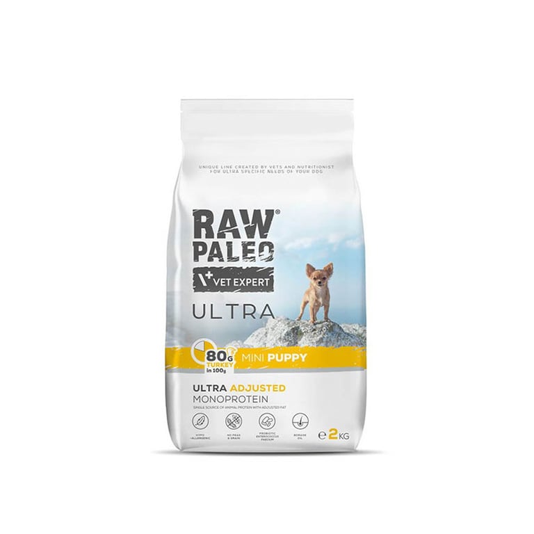 Raw Paleo Ultra Puppy Mini sausas maistas šuniukams su kalakutiena,2kg