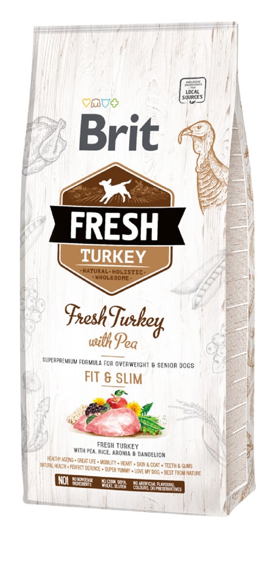 BRIT Fresh Fit&SLim sausā barība suņiem, tītars/zirņi, 12kg - Produkta attēls