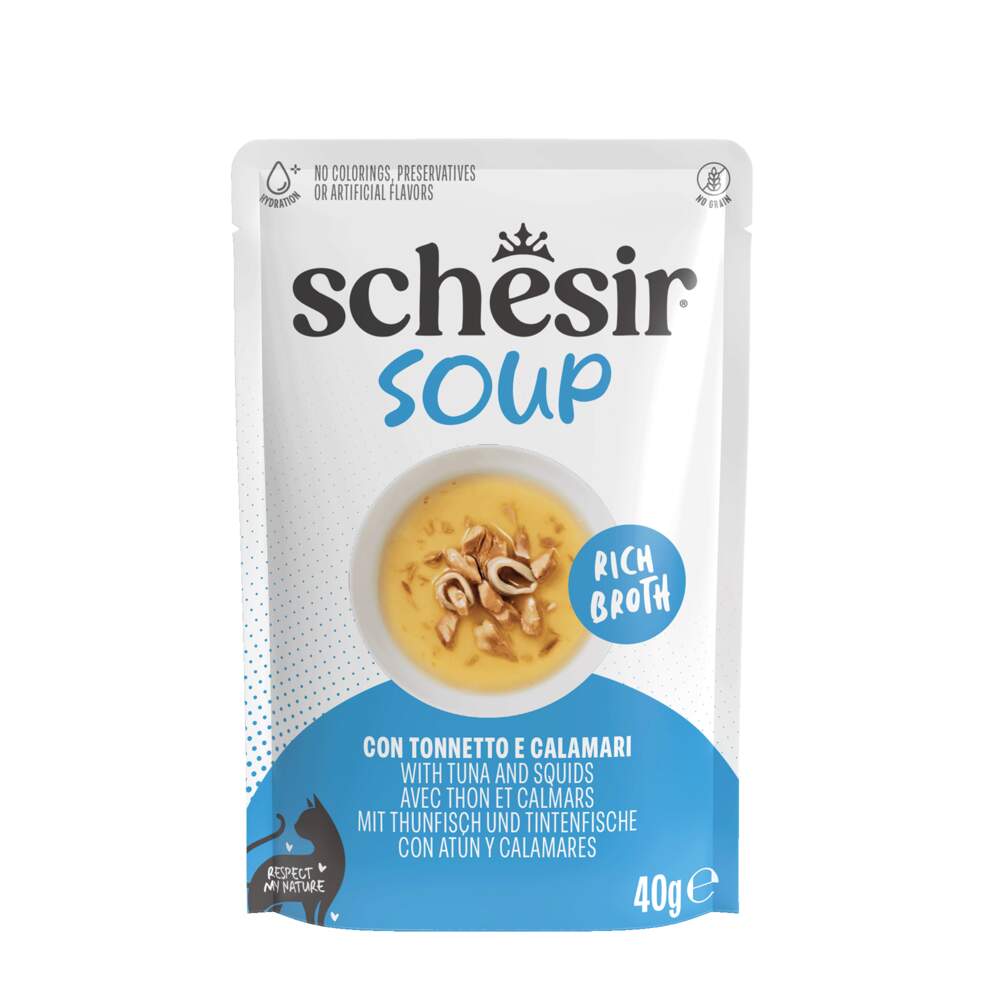 Schesir zupa kaķiem, tuncis/kalmāri, 40g - Produkta attēls