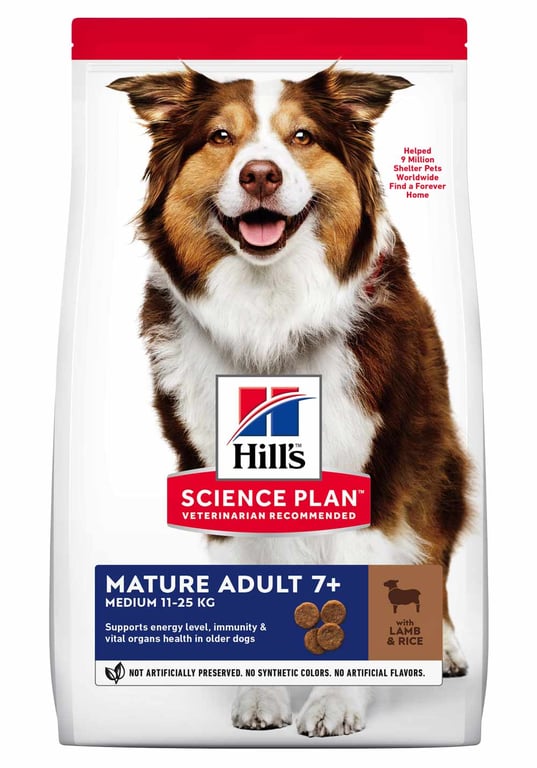 HILL'S SP Mature 7+ Medium sausā barība suņiem, jērs/rīsi,2,5kg