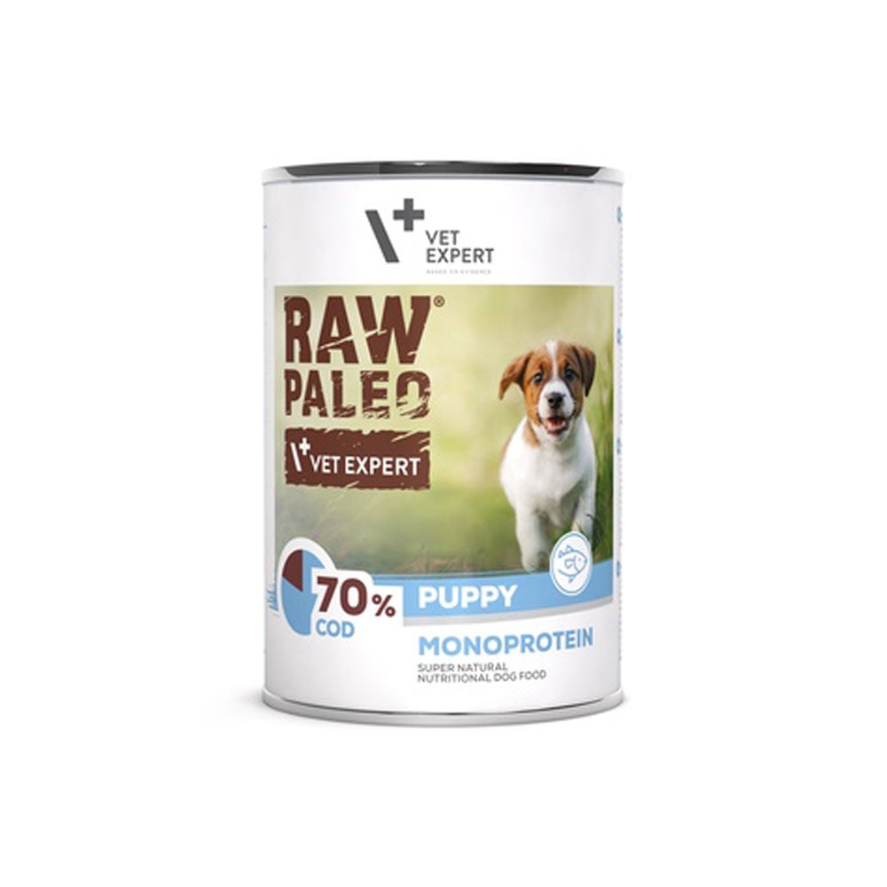 Raw Paleo Puppy konservai šuniukams su menke, 400 g -  1