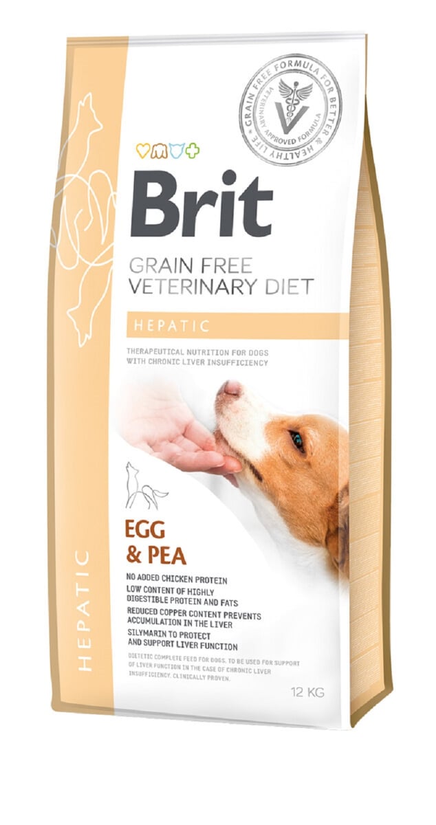BRIT GF VD Hepatic sausā barība suņiem, olas/zirņi, 12kg - Produkta attēls