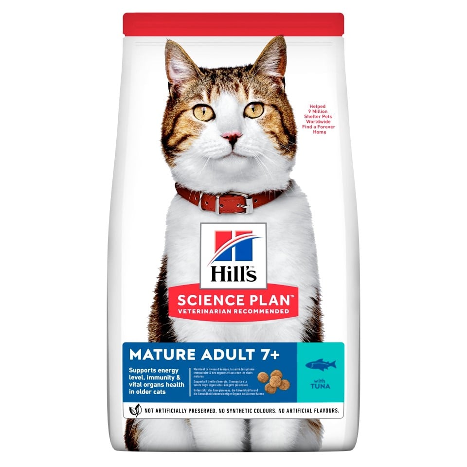 HILL'S SP Mature 7+ sausā barība kaķiem, tuncis, 1,5kg - Produkta attēls 1