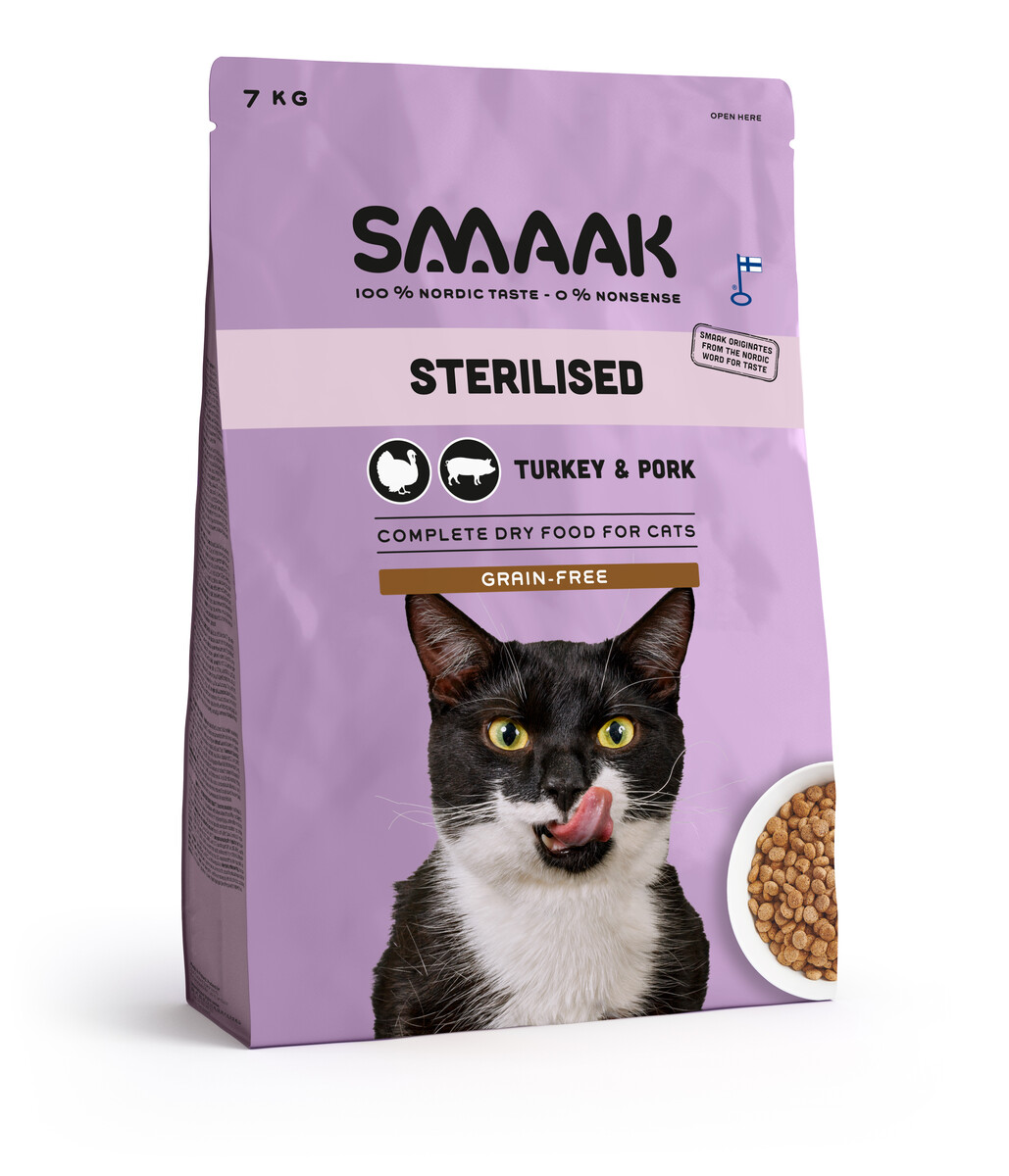 SMAAK kuivtoit steriliseeritud kassile, kalkun/siga, 7 kg - Tootepilt