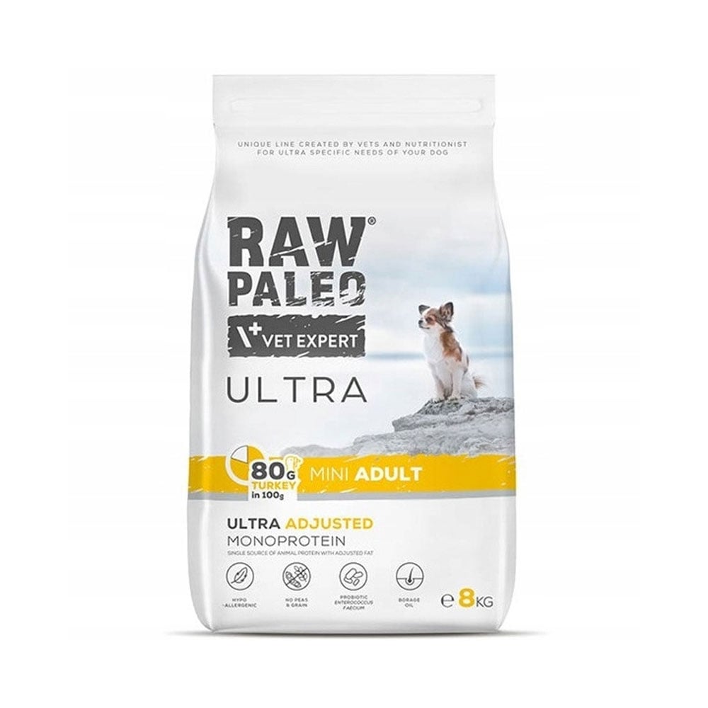 Raw Paleo Ultra Adult Mini maistas šunims su kalakutiena, 8 kg -  1