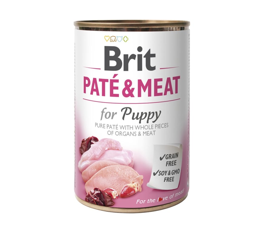 Brit Care konservai šuniukams „Pâté & Meat“, vištien./kalak., 400g