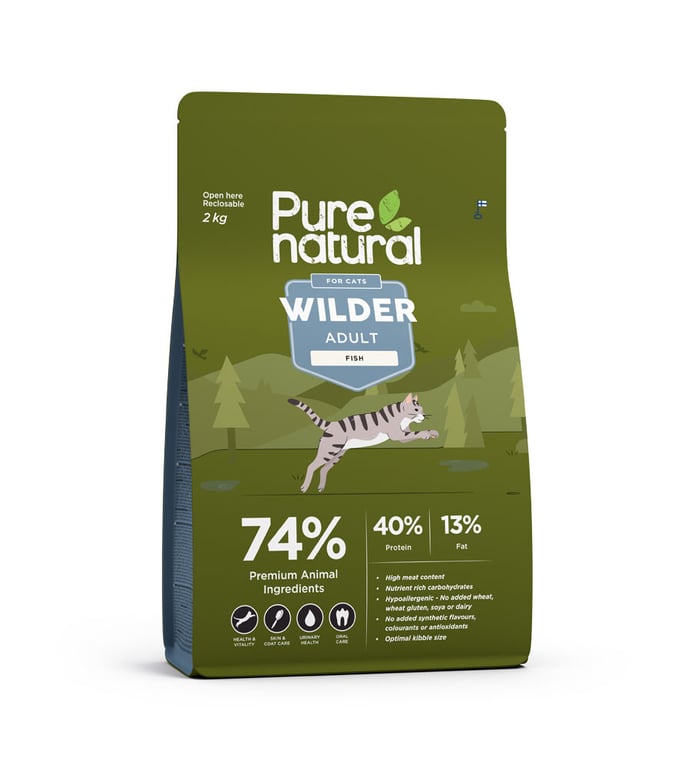PURENATURAL Wilder sausā barība kaķiem, zivis, 2kg