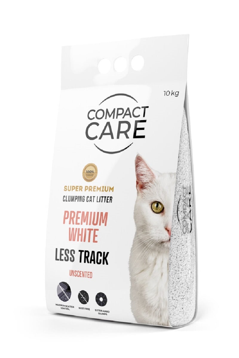Compact Care Premium White mažiau išsinešiojantis kraikas katėms, 10kg -  1