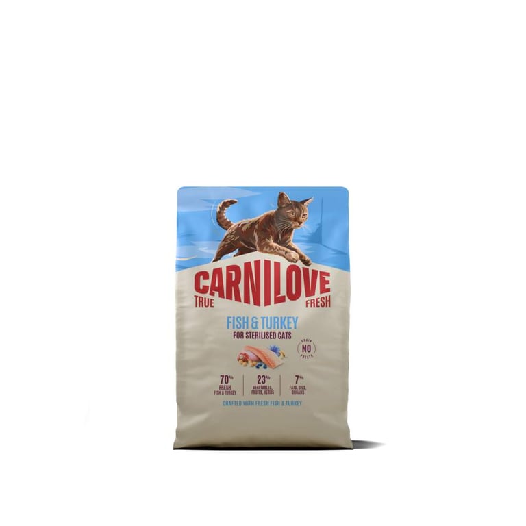 CARNILOVE TRUE FRESH sausā barība sterilizētiem kaķiem, zivis/tītars, 2kg - Produkta attēls 2