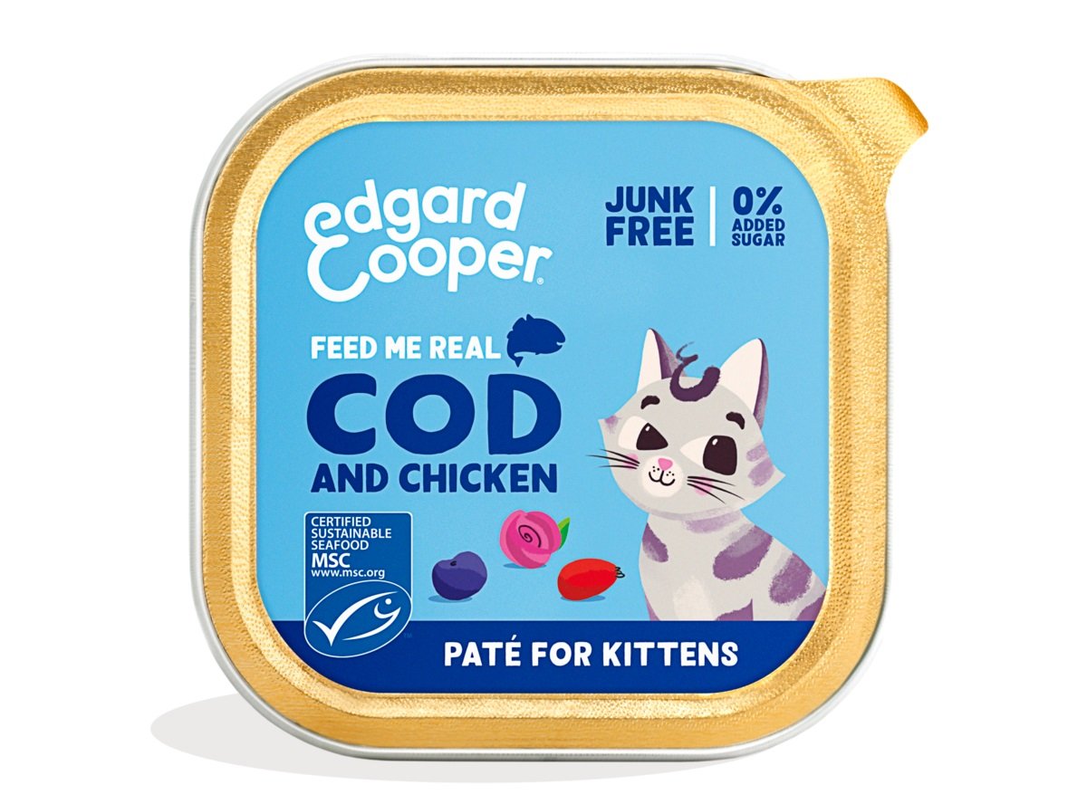 Edgard Cooper paštetas kačiukams, su menke ir vištiena, 85 g - 