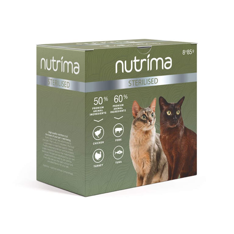 Nutrima Sterilised mitrās barības izlase kaķiem, 8x85g