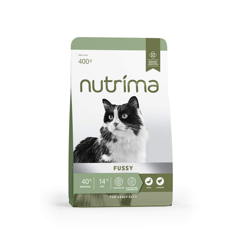 Nutrima Fussy sausā barība kaķiem, pīle/vista, 400g - Produkta attēls