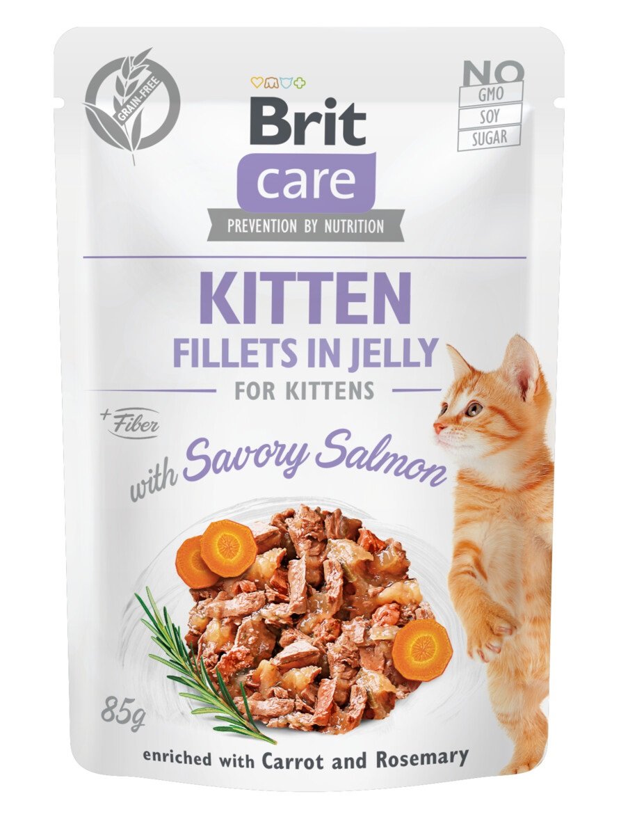 Brit Care šlapias maistas kačiukams žele pavidalu su lašiša, 85g - 