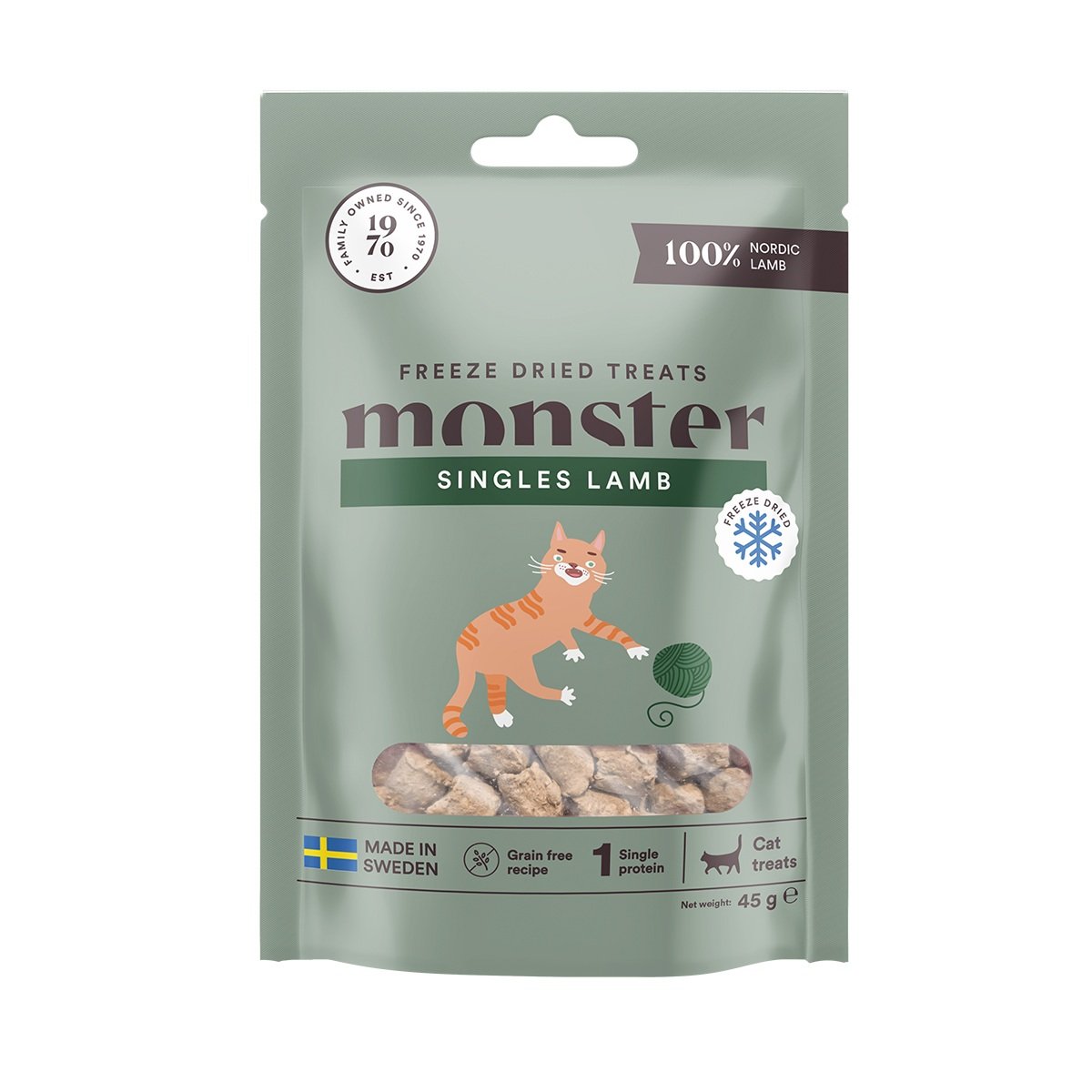 Monster Cat liofilizuoti skanėstai katėms – 100 % ėriena, 45 g - 