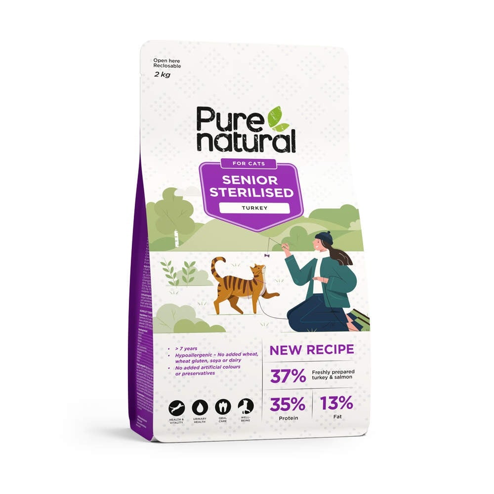 Purenatural sausas maistas sterilizuotoms katėms su kalakutiena, 2 kg -  1