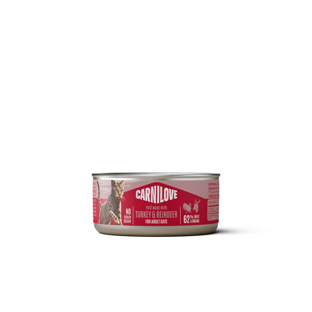 CARNILOVE mitrā barība kaķiem, tītars/ziemeļbriedis, 100g - Produkta attēls