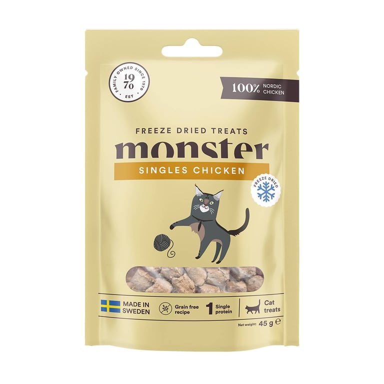 Monster Cat liofilizuoti skanėstai katėms - 100% vištiena, 45 g