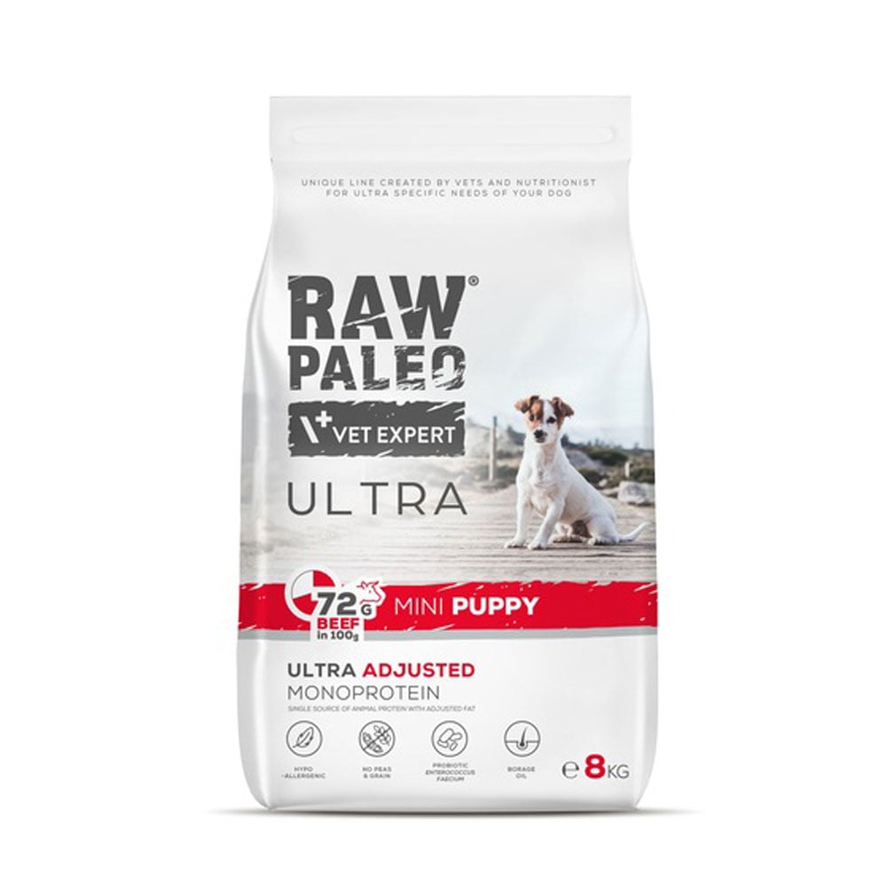 Raw Paleo Ultra puppy mini maistas šuniukams su jautiena, 8kg -  1