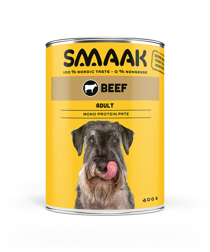 SMAAK jautienos ir ryžių konservai suaugusiems šunims, 400g - 