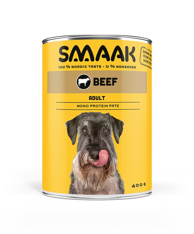 SMAAK jautienos ir ryžių konservai suaugusiems šunims, 400g