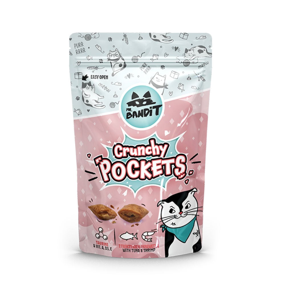 Mr.Bandit Crunchy Pockets skanėstai katėms su tunu ir krevetėmis, 40g -  1
