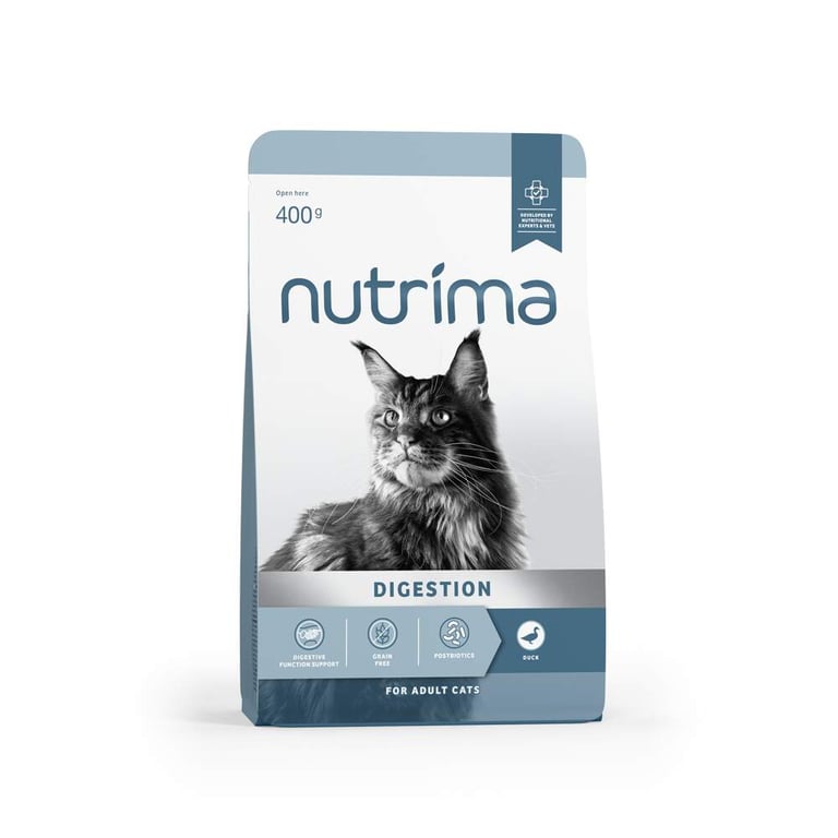 Nutrima Adult Digestion sausā barība kaķiem, pīle, 400g