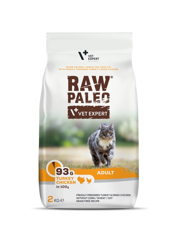 Raw Paleo Adult Cat sausas maistas katėms su kalakut./vištiena, 2 kg