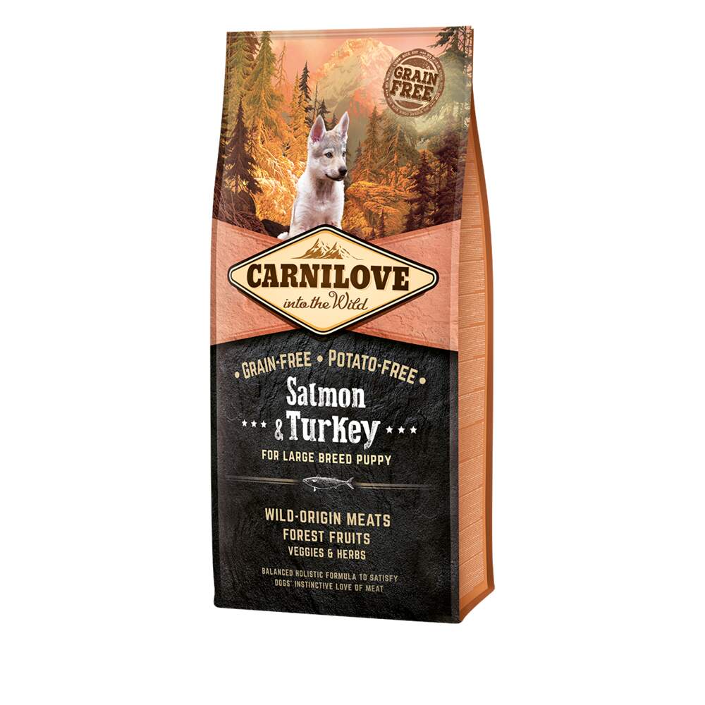 Carnilove maistas did. veislių šuniukams su lašiša/kalakutiena, 12kg - 