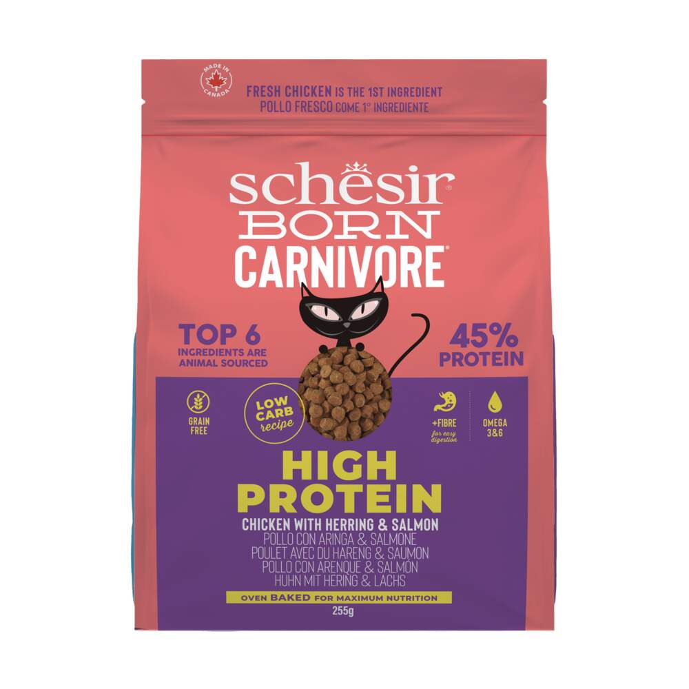 Schesir Born Carnivore sausā barība kaķiem, vista/siļķe, 255g - Produkta attēls