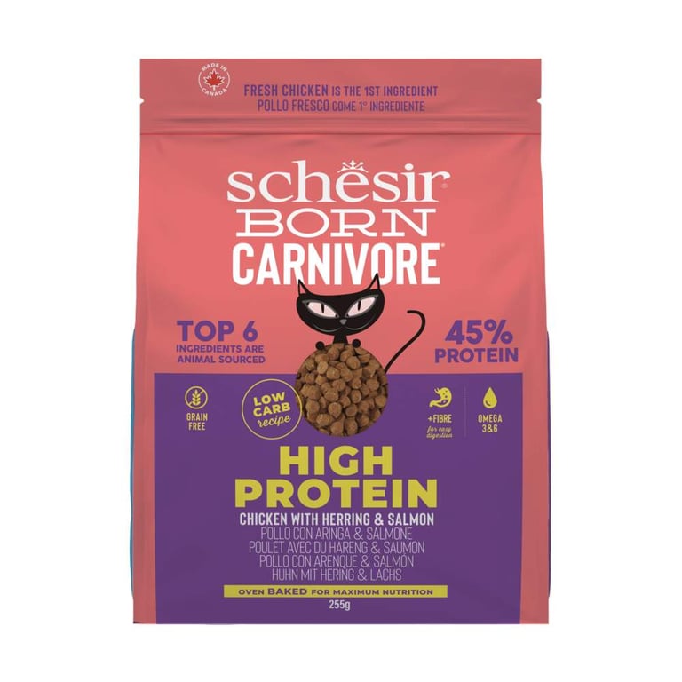 Schesir Born Carnivore kassi kuivtoit, kana/heeringas, 255 g