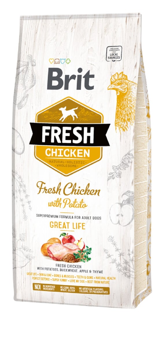 BRIT Fresh sausā barība suņiem, vista/kartupeļi, 12kg - Produkta attēls