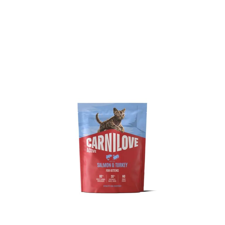 CARNILOVE ACTIVE sausā barība kaķēniem, lasis/tītars, 400g - Produkta attēls 2