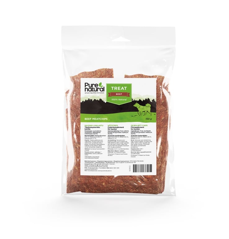 Purenatural džiovinti jautienos kąsneliai šunims, 150g