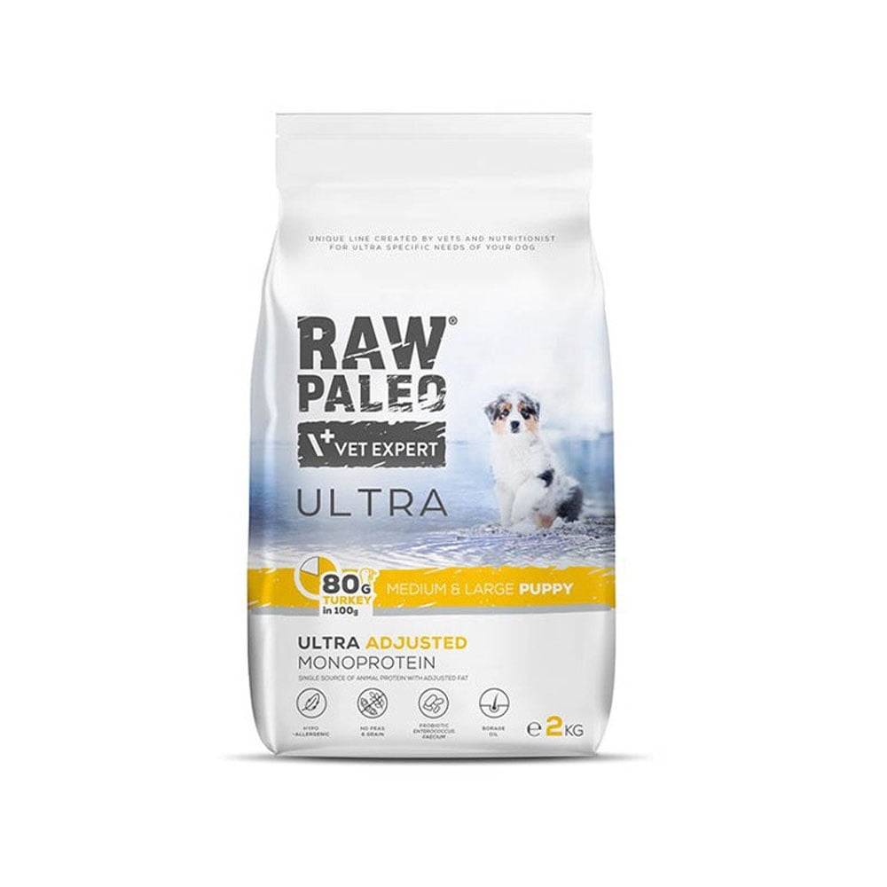 Raw Paleo Ultra puppy medium&large maistas šuniukams su kalakut. 2kg -  1