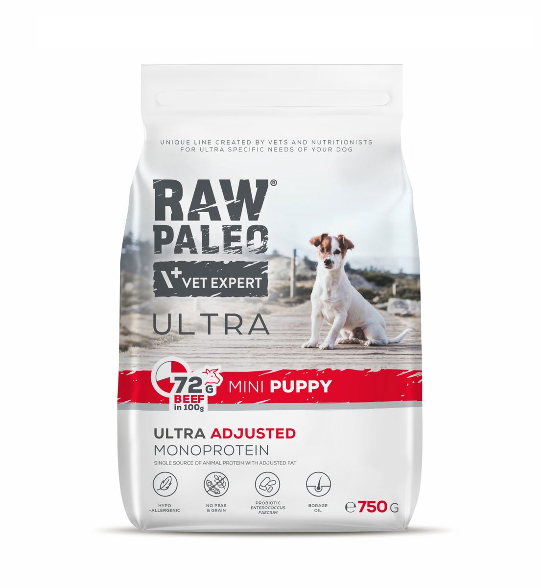 RAW PALEO Ultra Mini sausā barība kucēniem, liellops, 750g - Produkta attēls