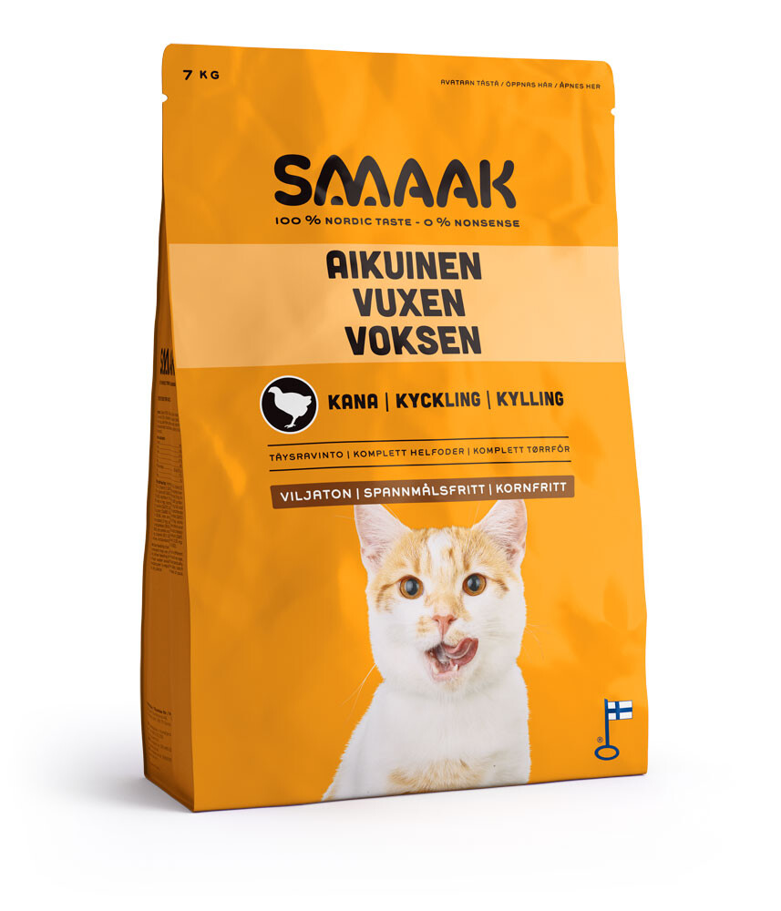 SMAAK sausas maistas suaugusioms katėms be grūdų, su vištiena, 7 kg - 