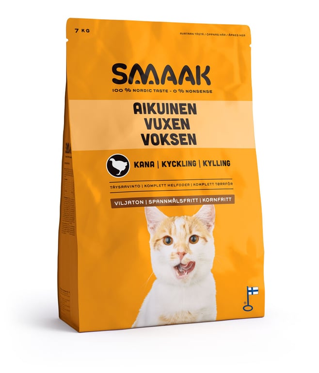 SMAAK sausā barība kaķiem bez graudaugiem, vista, 7 kg