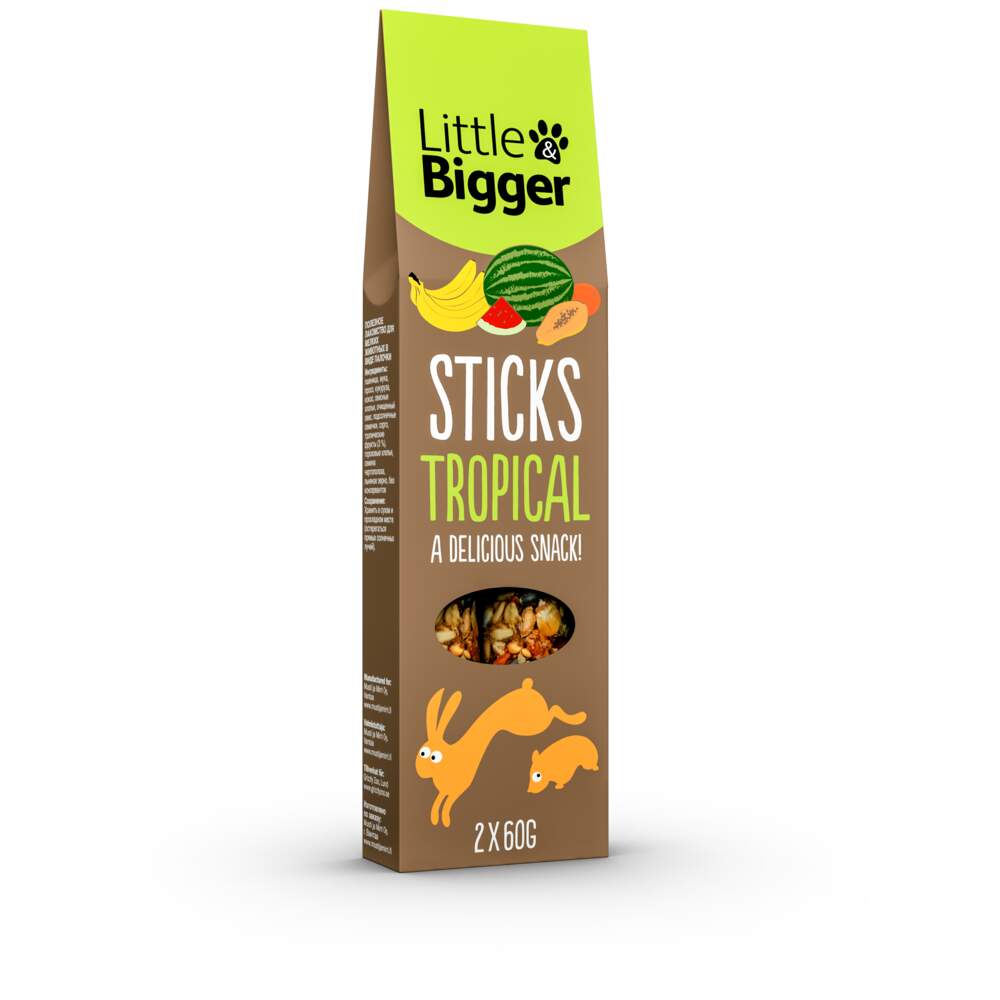 Little & Bigger maius väikeloomadele, troopikapulgad 2x60 g - Tootepilt 1