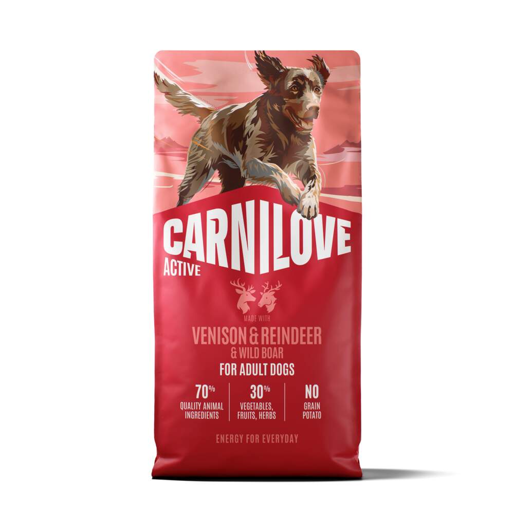 CARNILOVE ACTIVE sausā barība suņiem, briedis/ziemeļbriedis/mežacūka, 12kg - Produkta attēls