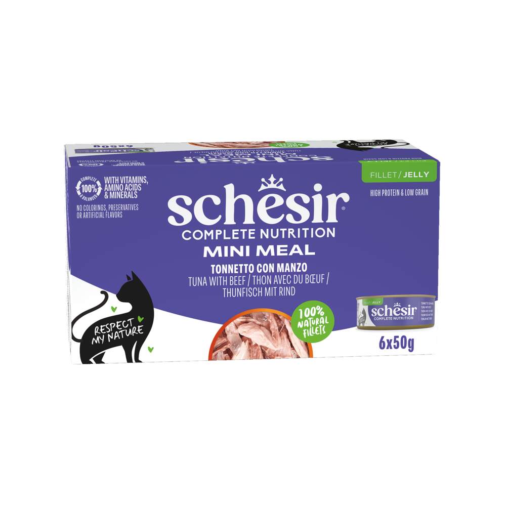Schesir Mini meal kassi konservi multipakk, veis, 6 × 50 g - Tootepilt