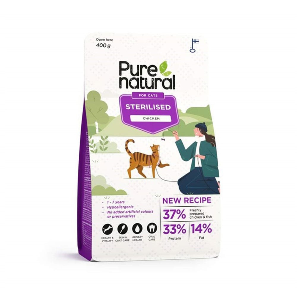 Purenatural kuivtoit steriliseeritud kassile, kana, 400 g - Tootepilt 1