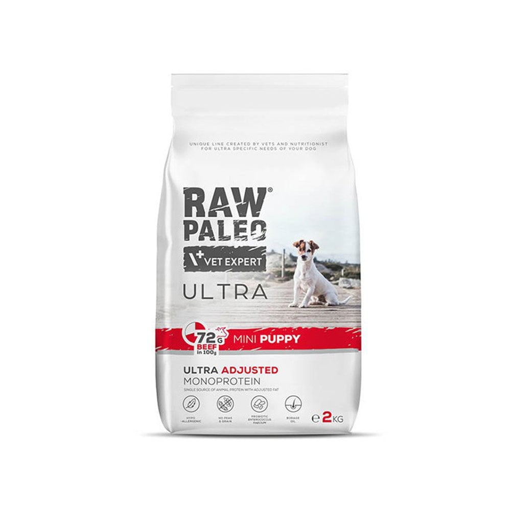 Raw Paleo Ultra Puppy Mini sausas maistas šuniukams su jautiena, 2kg -  1
