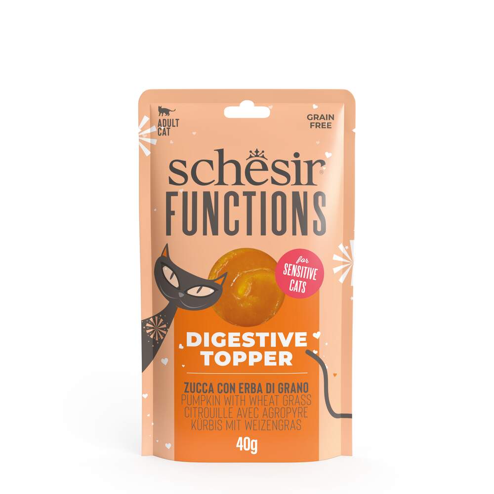 Schesir Digestive Topper kassile, kõrvits/nisurohi, 40 g - Tootepilt