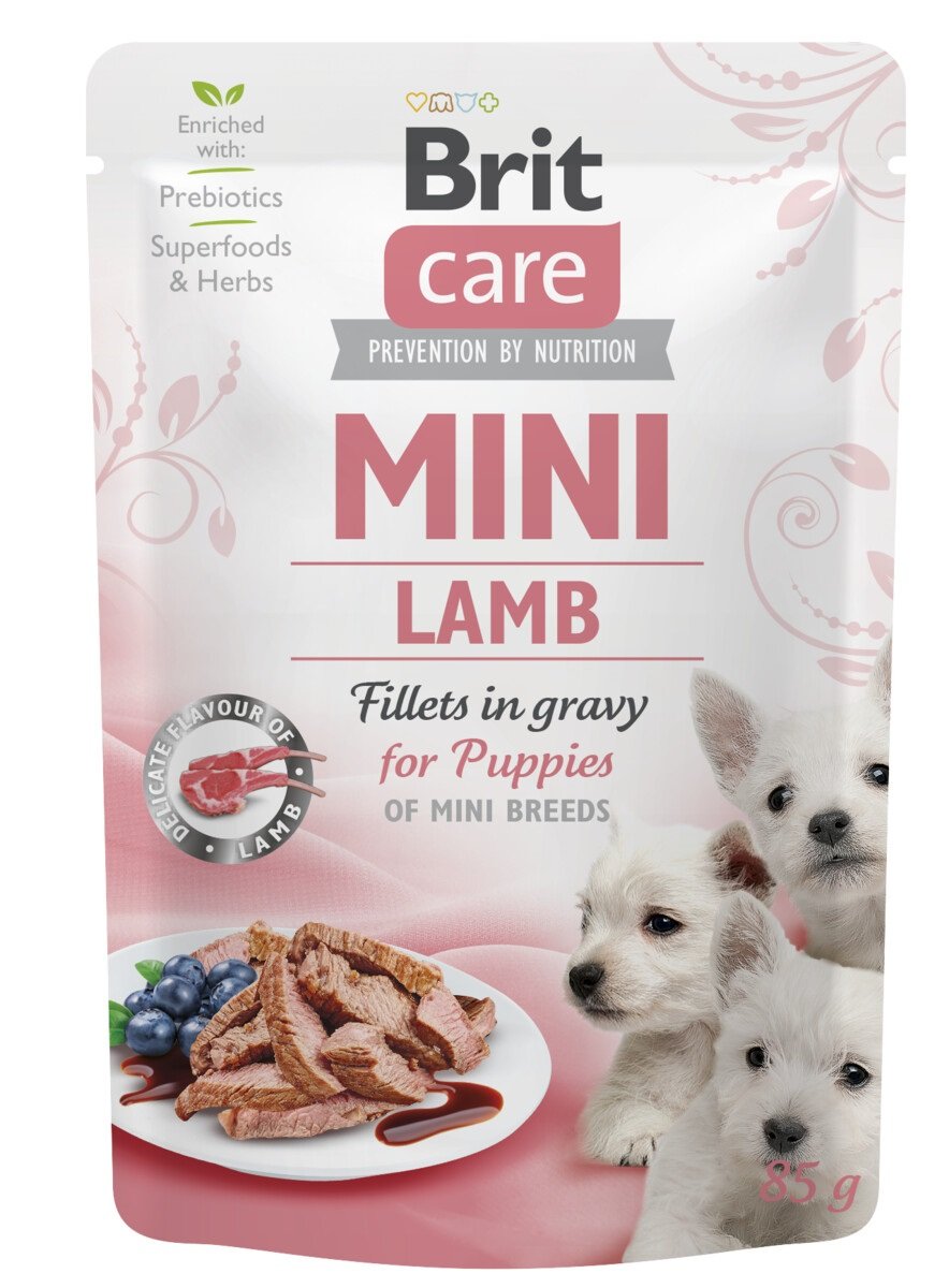Brit Care Mini konservai šuniukams ėrienos filė gabalėliai padaže, 85g - 