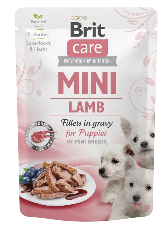 Brit Care Mini konservai šuniukams ėrienos filė gabalėliai padaže, 85g