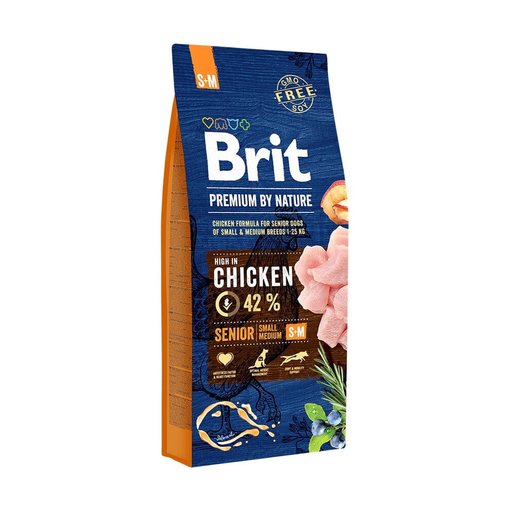BRIT Premium S/M sausā barība suņiem senioriem, vista, 15kg - Produkta attēls 1
