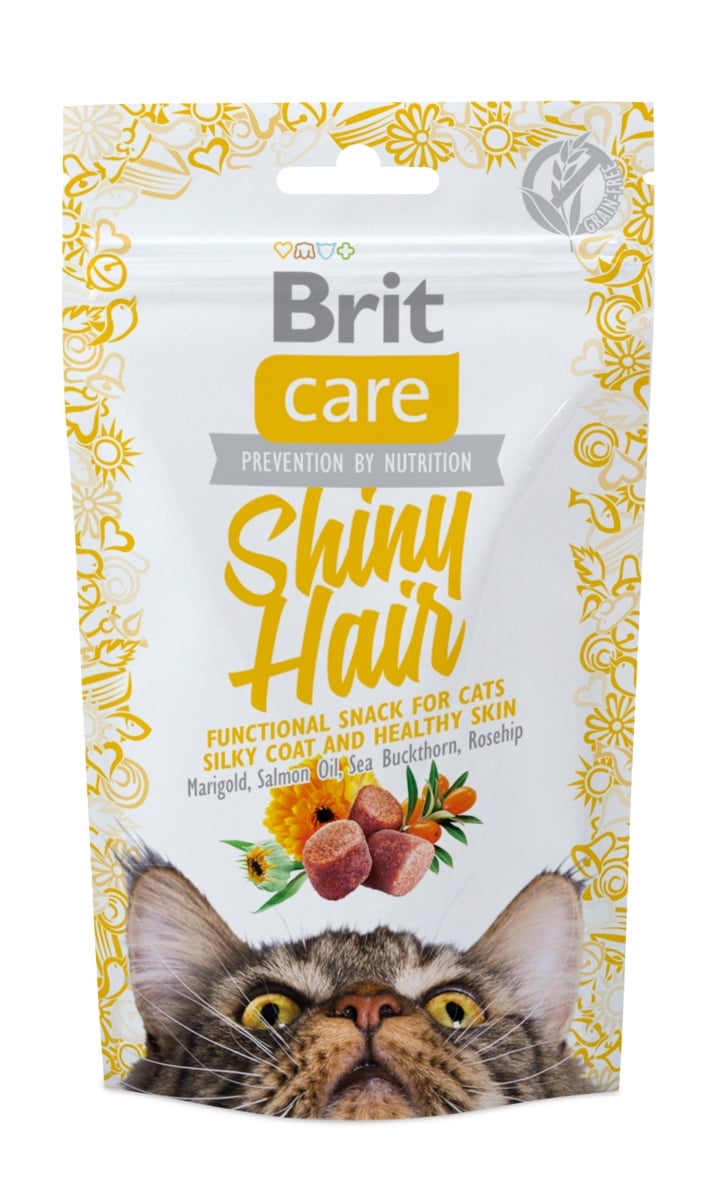 Brit Care shiny hair skanėstai katėms žvilgančiam kailiui, 50 g - 