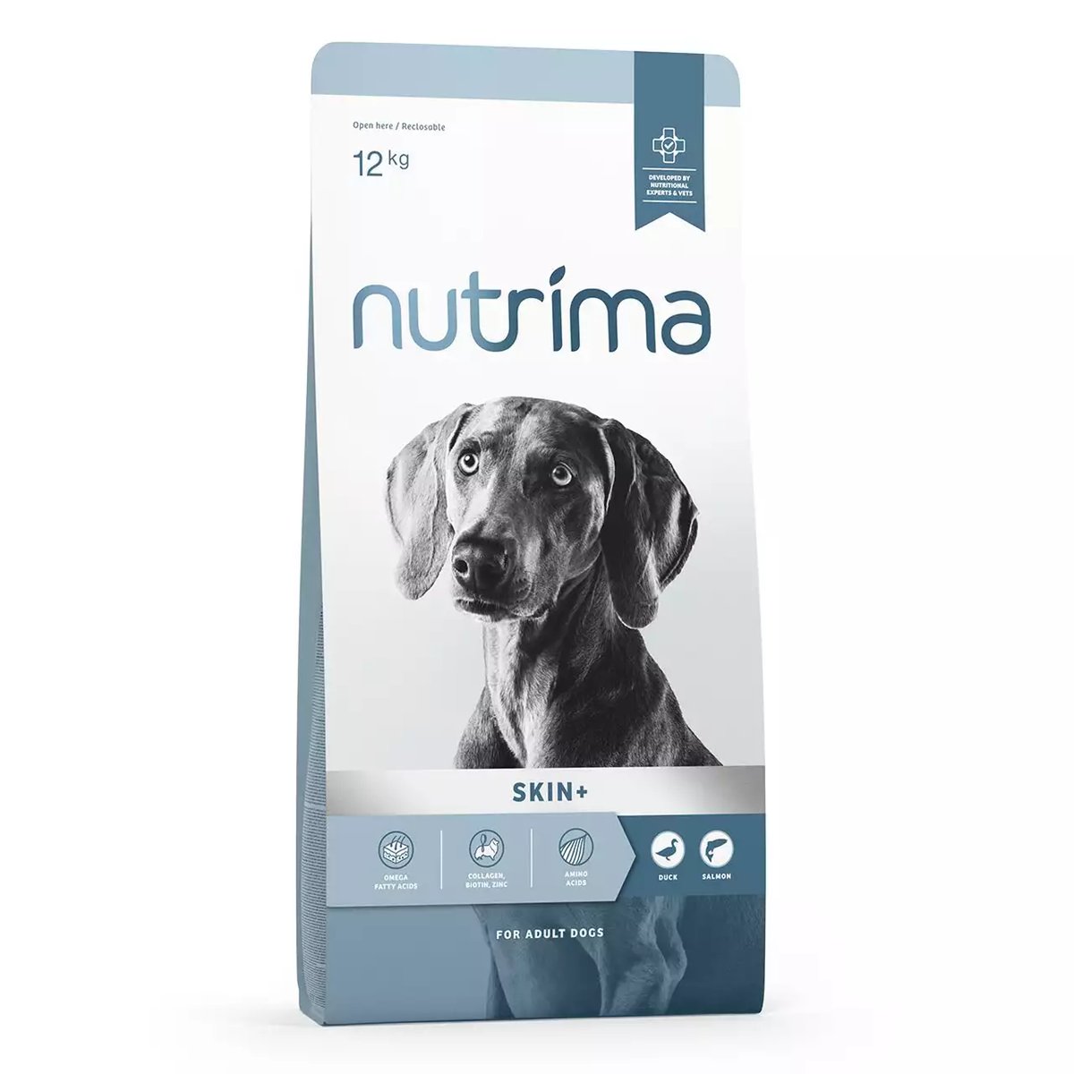 Nutrima Skin+ sausā barība suņiem, pīle/lasis, 12kg - Produkta attēls