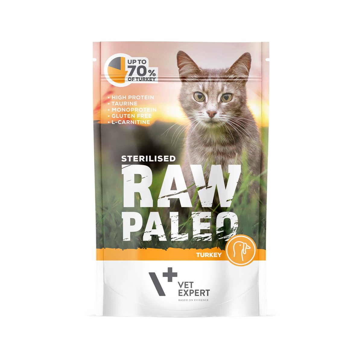Raw Paleo Sterilised Cat Turkey guliašas 100 g -  1
